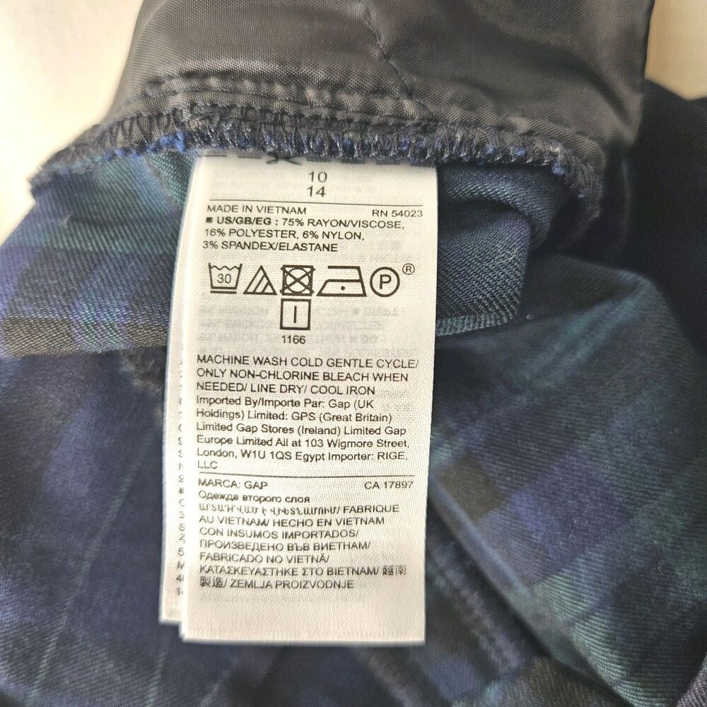 GAP Blue and Green Plaid Signature Skinny Pants, Size 10 - Picture 7 of 7